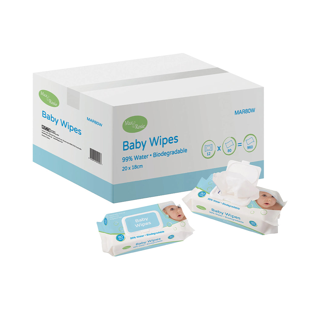 Max & Rosie Water Wipes - 12 x Pack of 80