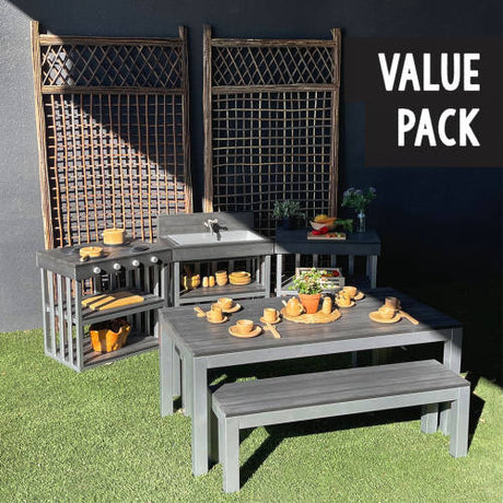 Outdoor Home Corner & Furniture Value Pack - Charcoal - Educating Kids