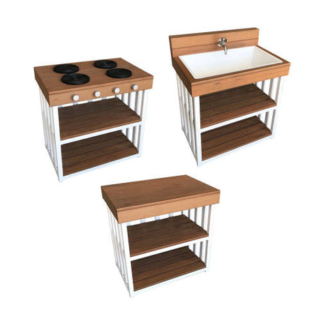 Outdoor Home Corner Value Pack - Teak & White - Educating Kids